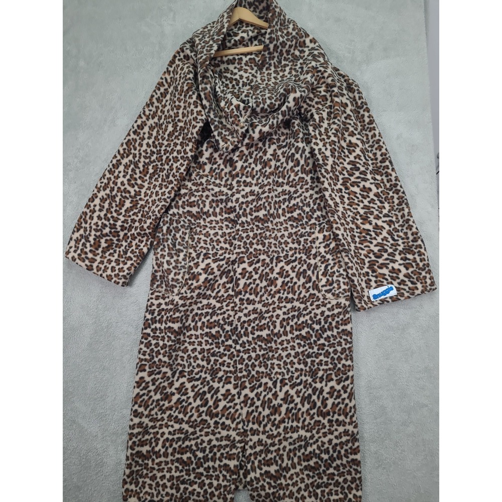 Snuggie Wearable Blanket Fleece Robe Leopard Animal Print Brown‎ Tan One Size